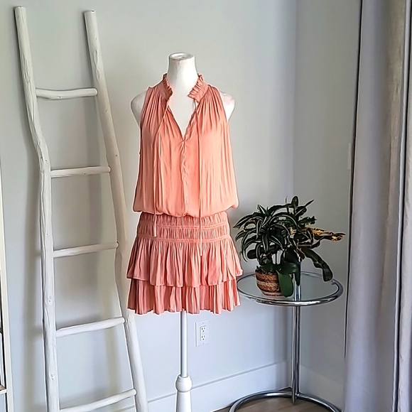 Mustard Seed Dresses & Skirts - Mustard Seed Blush Pink Sleeveless Smocked Pleated Cocktail Mini Dress